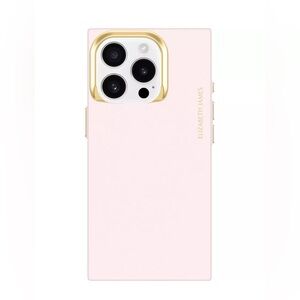 Elizabeth James Blox MagSafe square pink and gold iPhone 15 pro case